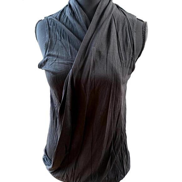 Revolve Lanston NWT Slinky Sleeveless Wrap Blouse-Size Small-Black - Picture 11 of 11